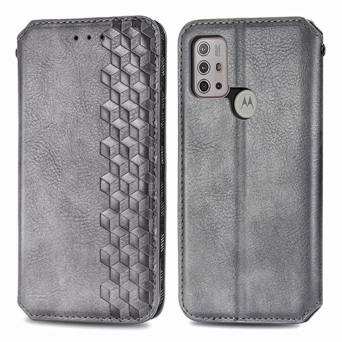 Leather Case Stands Flip Cover Holder S01D for Motorola Moto G10 Gray