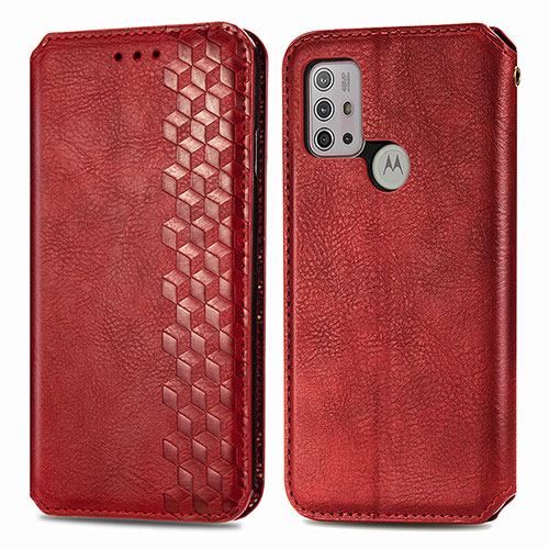 Leather Case Stands Flip Cover Holder S01D for Motorola Moto G10 Red