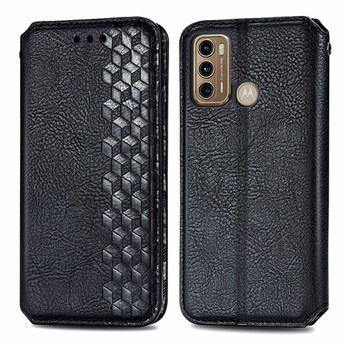 Leather Case Stands Flip Cover Holder S01D for Motorola Moto G40 Fusion Black