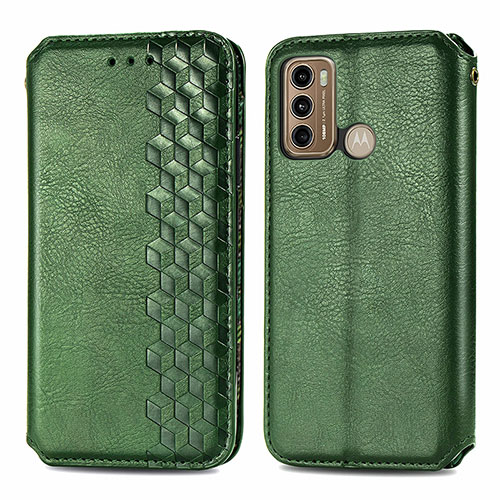Leather Case Stands Flip Cover Holder S01D for Motorola Moto G40 Fusion Green