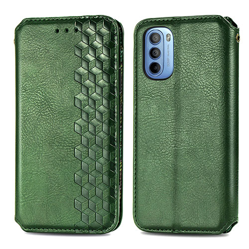 Leather Case Stands Flip Cover Holder S01D for Motorola Moto G41 Green