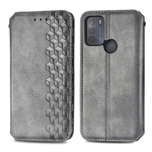 Leather Case Stands Flip Cover Holder S01D for Motorola Moto G50 Red