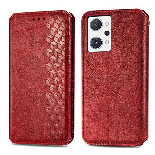 Leather Case Stands Flip Cover Holder S01D for Oppo Reno7 A Red