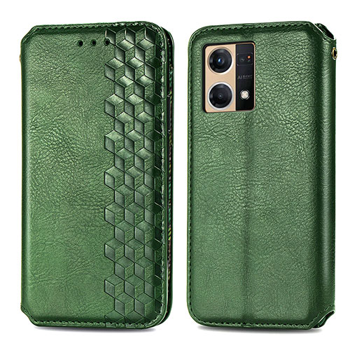 Leather Case Stands Flip Cover Holder S01D for Oppo Reno8 4G Green