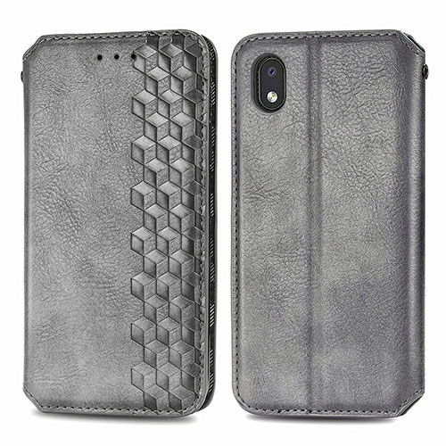 Leather Case Stands Flip Cover Holder S01D for Samsung Galaxy A01 Core Gray