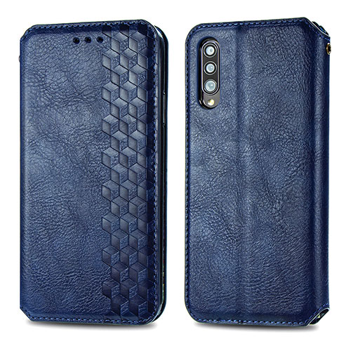 Leather Case Stands Flip Cover Holder S01D for Samsung Galaxy A70 Blue