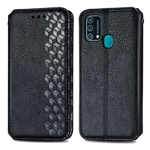 Leather Case Stands Flip Cover Holder S01D for Samsung Galaxy F41 Black