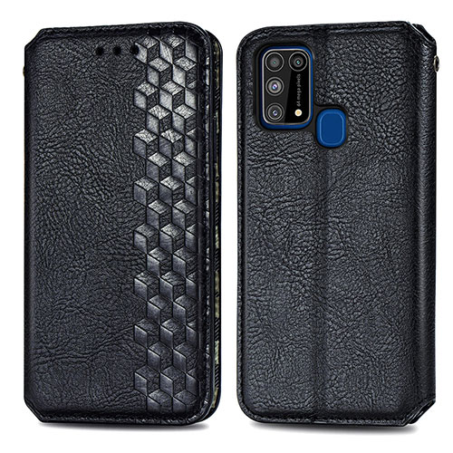 Leather Case Stands Flip Cover Holder S01D for Samsung Galaxy M21s Black