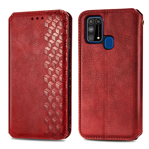 Leather Case Stands Flip Cover Holder S01D for Samsung Galaxy M21s Red