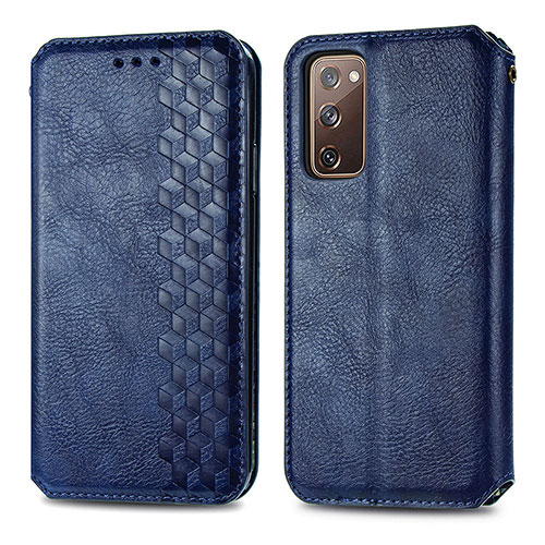 Leather Case Stands Flip Cover Holder S01D for Samsung Galaxy S20 FE (2022) 5G Blue