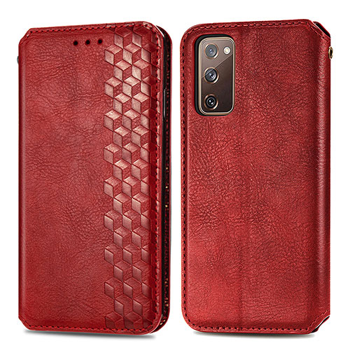 Leather Case Stands Flip Cover Holder S01D for Samsung Galaxy S20 FE (2022) 5G Red
