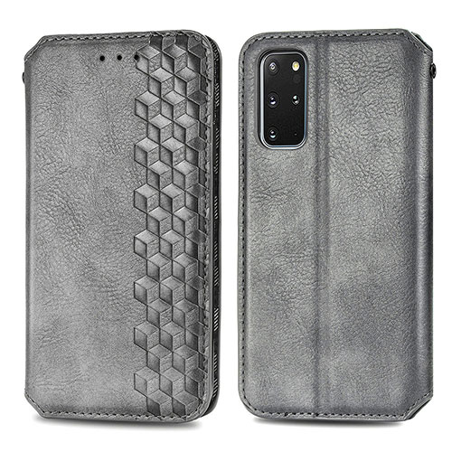 Leather Case Stands Flip Cover Holder S01D for Samsung Galaxy S20 Plus 5G Gray