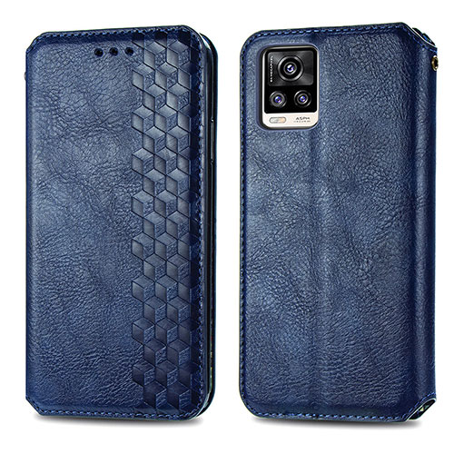 Leather Case Stands Flip Cover Holder S01D for Vivo V20 Blue