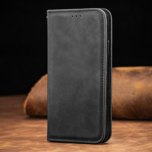 Leather Case Stands Flip Cover Holder S01D for Xiaomi Mi 10T Pro 5G Black