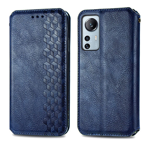Leather Case Stands Flip Cover Holder S01D for Xiaomi Mi 12 5G Blue