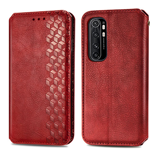 Leather Case Stands Flip Cover Holder S01D for Xiaomi Mi Note 10 Lite Red
