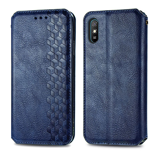 Leather Case Stands Flip Cover Holder S01D for Xiaomi Redmi 9AT Blue