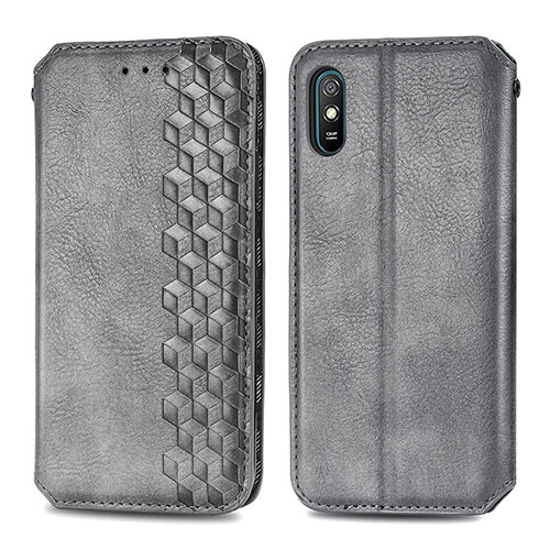 Leather Case Stands Flip Cover Holder S01D for Xiaomi Redmi 9AT Gray