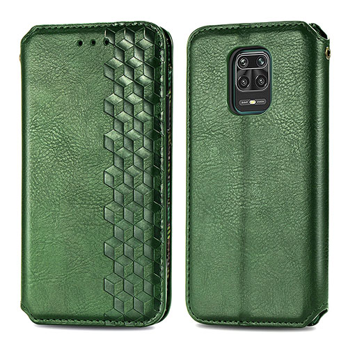 Leather Case Stands Flip Cover Holder S01D for Xiaomi Redmi Note 9 Pro Green