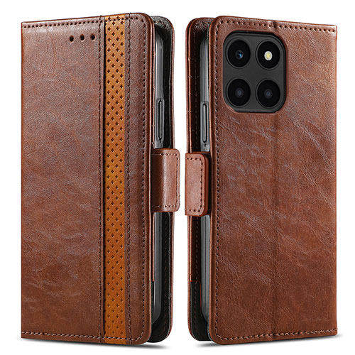 Leather Case Stands Flip Cover Holder S02D for Huawei Honor X6a Brown
