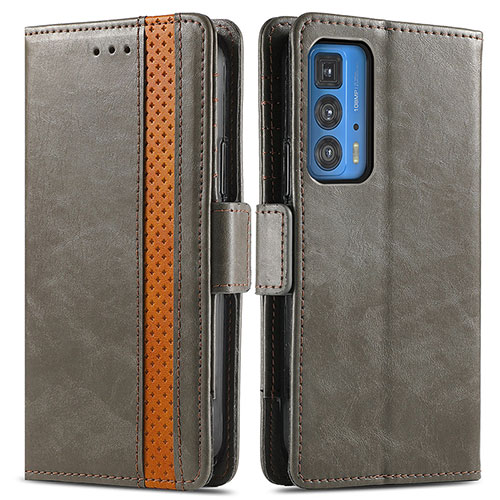 Leather Case Stands Flip Cover Holder S02D for Motorola Moto Edge 20 Pro 5G Gray