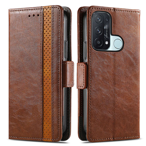 Leather Case Stands Flip Cover Holder S02D for Oppo Reno5 A Brown