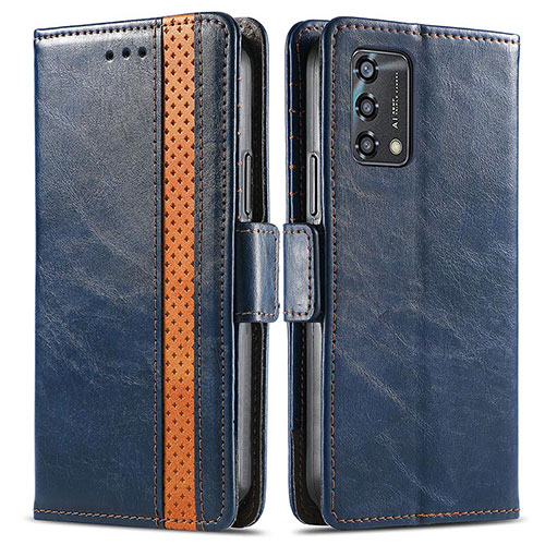 Leather Case Stands Flip Cover Holder S02D for Oppo Reno6 Lite Blue
