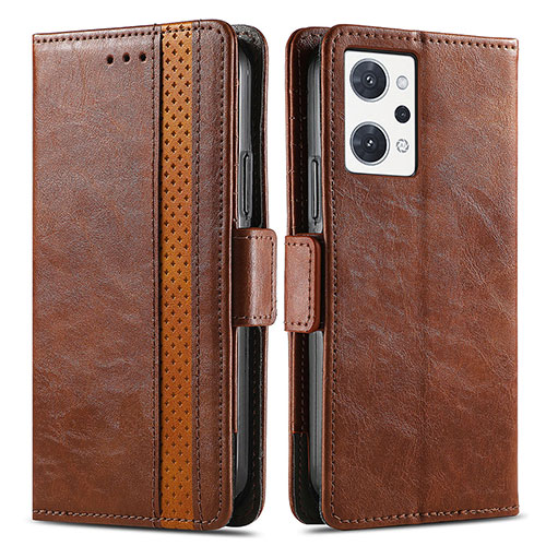 Leather Case Stands Flip Cover Holder S02D for Oppo Reno7 A Brown