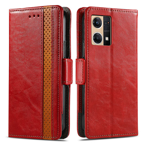 Leather Case Stands Flip Cover Holder S02D for Oppo Reno8 4G Red