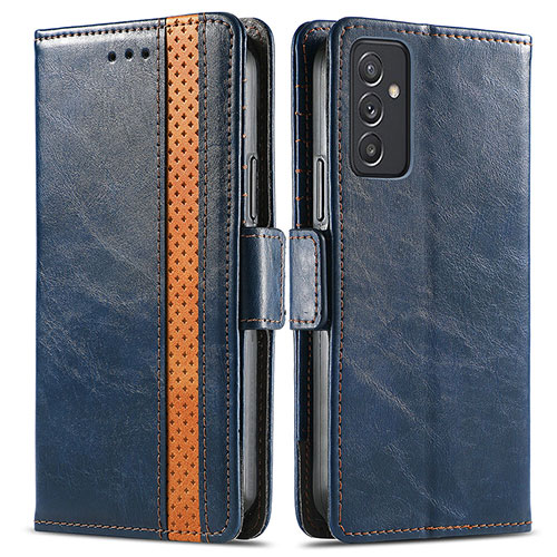 Leather Case Stands Flip Cover Holder S02D for Samsung Galaxy Quantum2 5G Blue