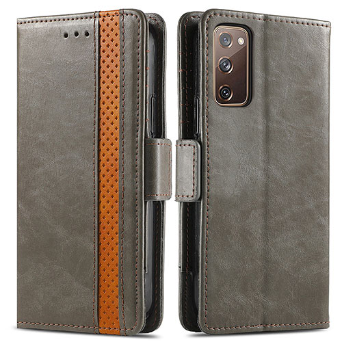 Leather Case Stands Flip Cover Holder S02D for Samsung Galaxy S20 FE 5G Gray
