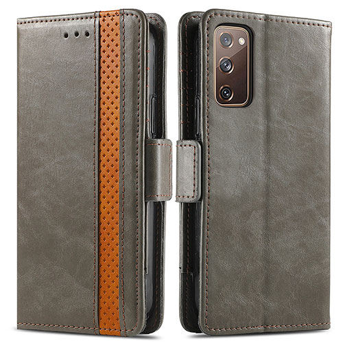 Leather Case Stands Flip Cover Holder S02D for Samsung Galaxy S20 Lite 5G Gray