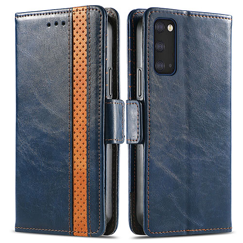 Leather Case Stands Flip Cover Holder S02D for Samsung Galaxy S20 Plus 5G Blue