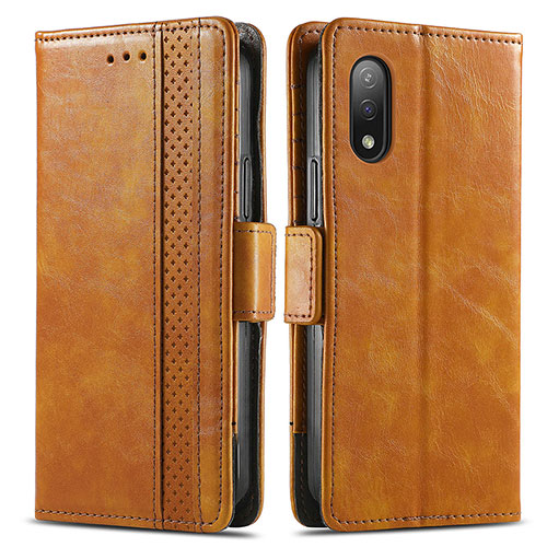 Leather Case Stands Flip Cover Holder S02D for Sony Xperia Ace II Light Brown