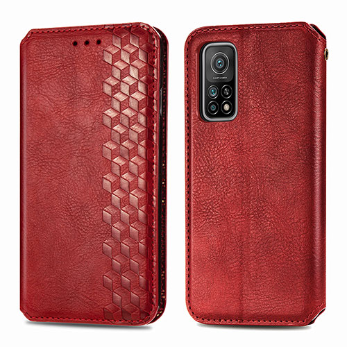 Leather Case Stands Flip Cover Holder S02D for Xiaomi Mi 10T Pro 5G Red