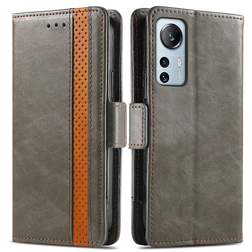 Leather Case Stands Flip Cover Holder S02D for Xiaomi Mi 12 Lite 5G Gray