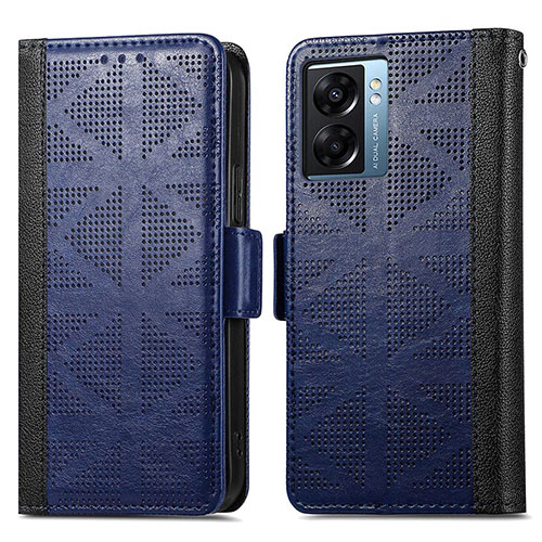 Leather Case Stands Flip Cover Holder S03D for Realme V23 5G Blue