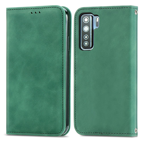 Leather Case Stands Flip Cover Holder S04D for Huawei Nova 7 SE 5G Green