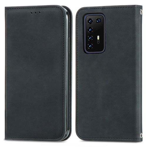Leather Case Stands Flip Cover Holder S04D for Huawei P40 Pro Black