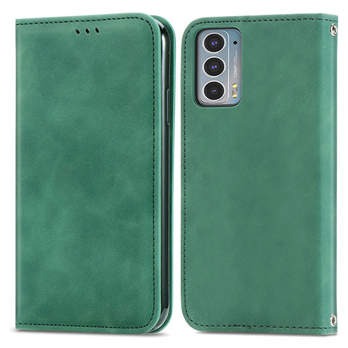 Leather Case Stands Flip Cover Holder S04D for Motorola Moto Edge 20 5G Green