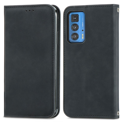 Leather Case Stands Flip Cover Holder S04D for Motorola Moto Edge 20 Pro 5G Black