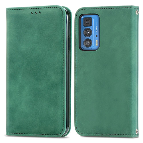 Leather Case Stands Flip Cover Holder S04D for Motorola Moto Edge 20 Pro 5G Green