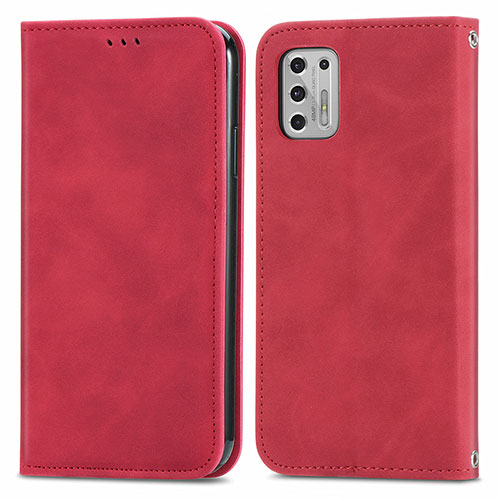 Leather Case Stands Flip Cover Holder S04D for Motorola Moto G Stylus (2021) Red