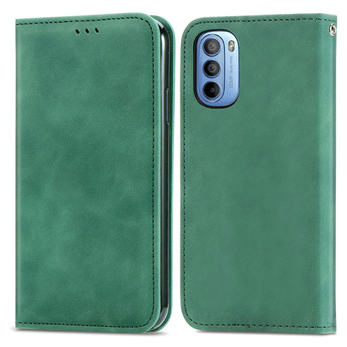 Leather Case Stands Flip Cover Holder S04D for Motorola Moto G31 Green