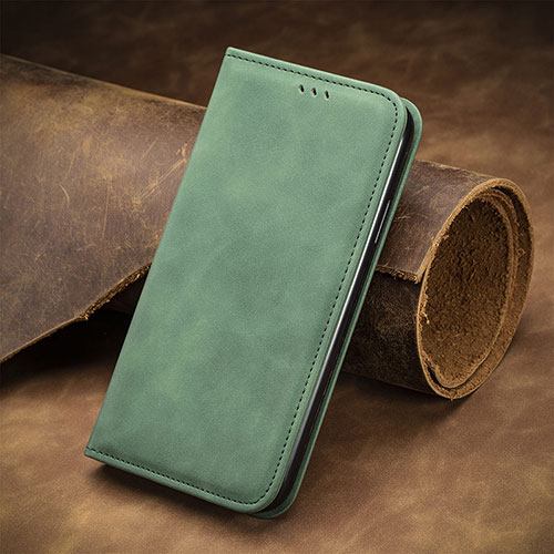 Leather Case Stands Flip Cover Holder S04D for Motorola Moto G41 Green
