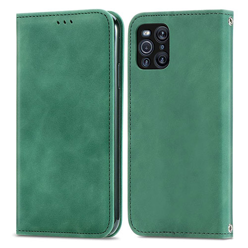 Leather Case Stands Flip Cover Holder S04D for Oppo Find X3 5G Green