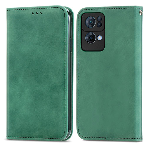 Leather Case Stands Flip Cover Holder S04D for Oppo Reno7 Pro 5G Green