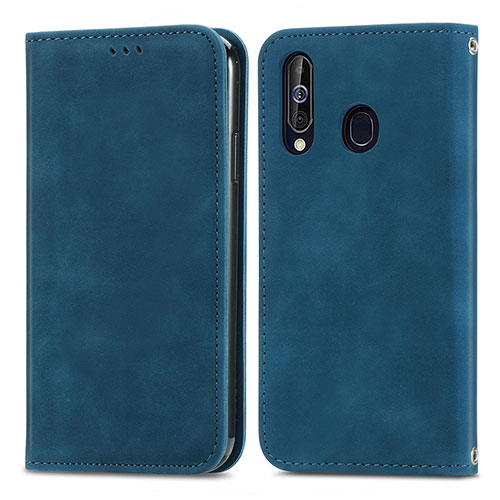 Leather Case Stands Flip Cover Holder S04D for Samsung Galaxy A60 Blue