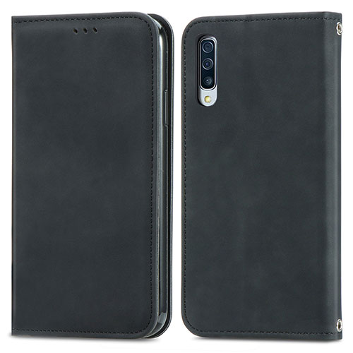 Leather Case Stands Flip Cover Holder S04D for Samsung Galaxy A70 Black