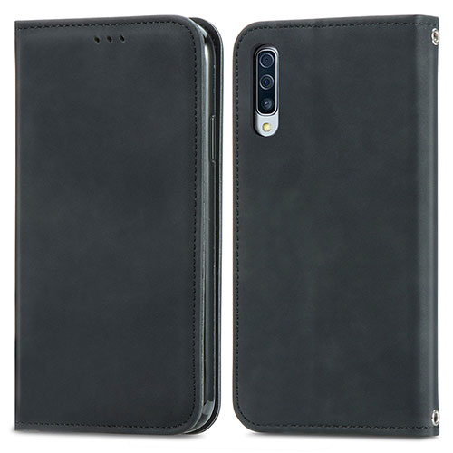 Leather Case Stands Flip Cover Holder S04D for Samsung Galaxy A70S Black